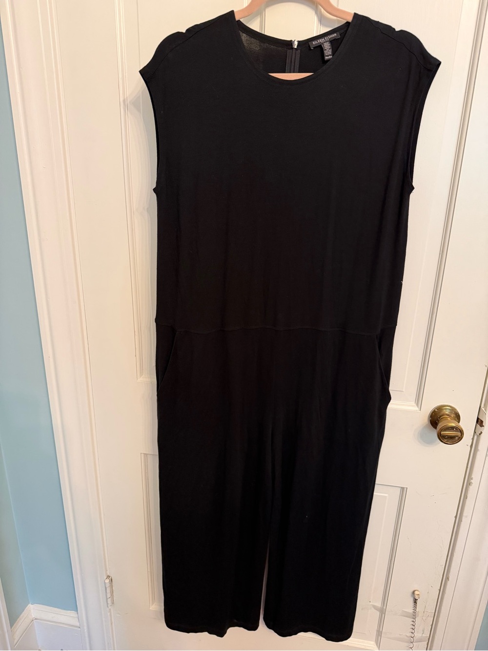 Eileen Fisher Black Sleeveless Wide-Leg Jumpsuit